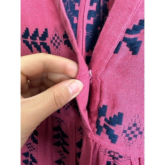 Elan Women's Clara Dress Embroidered Long Sleeve Tiered Pink Blue Size Small - Picture 4 of 9